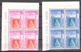 1951 REPUBBLICA Centenario Primi Francobolli Granducato Di Toscana N. 653/654 MNH** QUARTINA Angolo Di Foglio - Autres & Non Classés