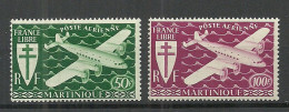 MARTINIQUE 1945 Michel 205 - 206 Poste Aerienne Air Planes Flugzeuge - Vliegtuigen