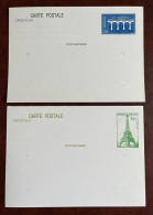 France 1982/84 - Lot De 2 Entiers Postaux Neufs  TOUR EIFFEL Et EUROPA  - Yvt 429/2309 CP1 - Standard Postcards & Stamped On Demand (before 1995)