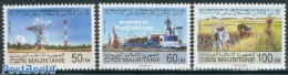 Mauritania 1991 Independence 3v, Mint NH, Science - Transport - Various - Telecommunication - Ships And Boats - Agricu.. - Telekom