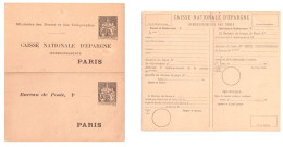 CARTE LETTRE Pneumatique Caisse Nationale D'Epargne 30c + 30c Chaplain Date 188 Yv 2780 PRCPE - Pneumatiques