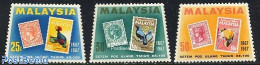 Malaysia 1967 Stamp Centenary 3v, Mint NH, Nature - Birds - Stamps On Stamps - Stamps On Stamps