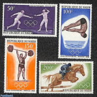 Niger 1968 Olympic Games Mexico 4v, Mint NH, Nature - Sport - Horses - Fencing - Olympic Games - Swimming - Weightlift.. - Fencing
