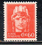 ITALIA REGNO ITALY KINGDOM 1945 1946 LUOGOTENENZA REGENCY NOVARA IMPERIALE SENZA FILIGRANA UNWATERMARK CENT. 60c MNH - Ungebraucht