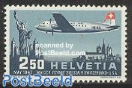 Switzerland 1947 Geneva-New York Flight 1v, Mint NH, Transport - Aircraft & Aviation - Art - Sculpture - Nuovi