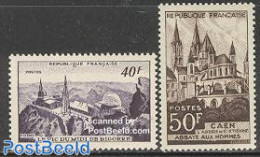 France 1951 Definitives, Views 2v, Mint NH, Religion - Science - Churches, Temples, Mosques, Synagogues - Astronomy - Unused Stamps