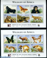 Togo 1996 China 96 2x6v M/s, Mint NH, Nature - Animals (others & Mixed) - Butterflies - Cat Family - Crocodiles - Monk.. - Togo (1960-...)