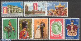 Belize/British Honduras 1979 Coronation Anniversary 8v, Mint NH, History - Transport - Various - Kings & Queens (Royal.. - Familias Reales