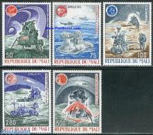 Mali 1973 Apollo 11-17 5v, Mint NH, Transport - Helicopters - Ships And Boats - Space Exploration - Helicópteros