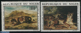 Niger 1973 Delacroix Paintings 2v, Mint NH, Nature - Animals (others & Mixed) - Cat Family - Art - Paintings - Níger (1960-...)