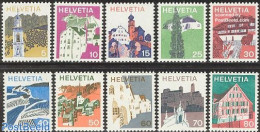 Switzerland 1973 Definitives 10v, Mint NH, Religion - Churches, Temples, Mosques, Synagogues - Art - Architecture - Nuevos