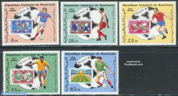 Mauritania 1986 Football Games Mexico 5v, Mint NH, Sport - Football - Stamps On Stamps - Sellos Sobre Sellos