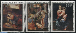Niger 1974 Christmas, Paintings 3v, Mint NH, Religion - Christmas - Art - Paintings - Kerstmis