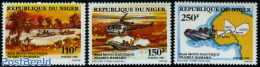Niger 1985 Motorboat Races 3v, Mint NH, Sport - Transport - Various - Sport (other And Mixed) - Helicopters - Ships An.. - Elicotteri
