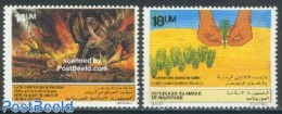 Mauritania 1985 Against Dryness 2v, Mint NH, History - Nature - Transport - Various - Animals (others & Mixed) - Birds.. - Feuerwehr