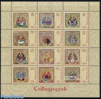 Hungary 2005 Zodiac 12v M/s, Mint NH, Nature - Science - Fish - Horses - Weights & Measures - Art - Books - Unused Stamps