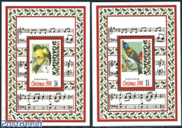 Dominica 1998 Christmas, Birds 2 S/s, Mint NH, Nature - Performance Art - Religion - Birds - Music - Christmas - Musica