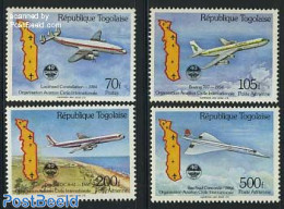 Togo 1984 ICAO 4v, Mint NH, Transport - Various - Aircraft & Aviation - Maps - Aviones