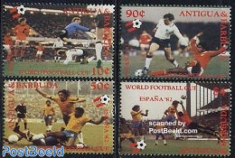 Antigua & Barbuda 1982 World Cup Football 4v, Red Text, Mint NH, Sport - Football - Antigua Und Barbuda (1981-...)