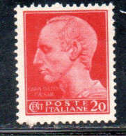 ITALIA REGNO ITALY KINGDOM 1945 LUOGOTENENZA REGENCY IMPERIALE EMISSIONE DI ROMA FILIGRANA RUOTA WHEEL CENT. 20 MNH - Ongebruikt