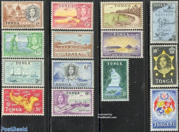 Tonga 1953 Definitives 14v, Mint NH, History - Transport - Various - Coat Of Arms - Ships And Boats - Maps - Schiffe