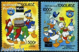 Togo 1986 Ameripex, Disney 2v, Mint NH, Transport - Philately - Fire Fighters & Prevention - Art - Disney - Sapeurs-Pompiers