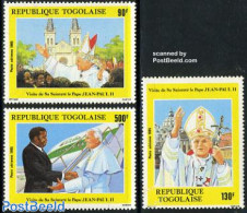Togo 1985 Pope Visit 3v, Mint NH, Religion - Transport - Pope - Aircraft & Aviation - Papi