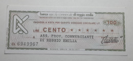 100 LIRE 30.9.1976 BANCA AGRICOLA COMMERCIALE REGGIO EMILIA (A.43) - [10] Scheck Und Mini-Scheck