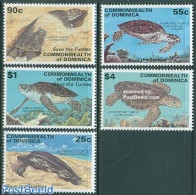 Dominica 1998 Turtles Overprints 5v, Mint NH, Nature - Turtles - Dominicaanse Republiek