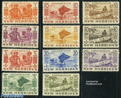 New Hebrides 1953 Definitives 11v E, Mint NH, History - Transport - Ships And Boats - Nuevos