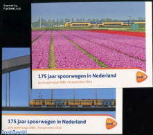 Netherlands 2014 175 Years Railways, Presentation Pack 508a+b, Mint NH, Transport - Stamps On Stamps - Railways - Art .. - Ungebraucht