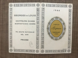 1966 Parfum Espace CHERAMY PARIS GEORGES & LOUIS Coiffeurs Dames PRADES - Tamaño Pequeño : 1961-70