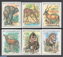 Central Africa 1982 Animals 6v, Imperforated, Mint NH, Nature - Animals (others & Mixed) - Cat Family - Elephants - Gi.. - República Centroafricana