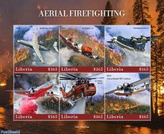 Liberia 2022 Aerial Firefighting, Mint NH, Sport - Transport - Mountains & Mountain Climbing - Fire Fighters & Prevent.. - Escalada