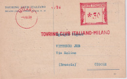 1928 Cartolina Con Affrancatura Meccanica Rossa EMA  Touring Club Italiano - Poststempel