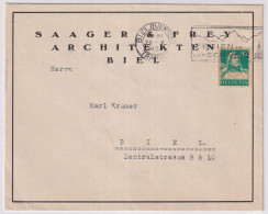 Zum. 172 / Mi. 203x Auf Firmenbrief SAAGER & FREY ARCHITEKTEN BIEL Mit Werbeflagge BIEL - FERIEN IN DER SCHWEIZ - Lettres & Documents