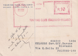 1936  Cartolina Con Affrancatura Meccanica Rossa EMA  Touring Club Italiano - Poststempel