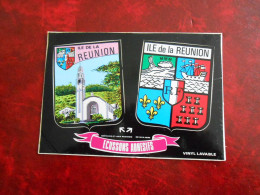 Carte Ecussons Adhésifs  ILE DE LA REUNION   Edit  Randera   Adhésif Blason Departement - Autres & Non Classés