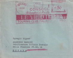 1937  Busta Con Affrancatura Meccanica Rossa EMA  Le Vie D'ItALIA Tuoring Club Italiano - Poststempel