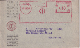 1940  Busta Con Affrancatura Meccanica Rossa EMA   Tuoring Club Italiano - Storia Postale