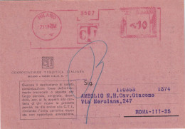 1942  Busta Con Affrancatura Meccanica Rossa EMA   Tuoring Club Italiano - Storia Postale