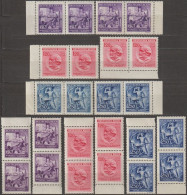 08/ Pof. 108-110, Basic Colors, Border Pairs - Unused Stamps