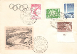 FINLANDE. FDC. OLYMPIC GAMES. HELSINKI. 19 7 52   / 2 - Cartas & Documentos