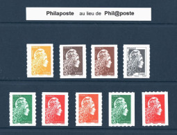 2022 - Série Autoadhésifs  N° 1594 A à 1602 A  MARIANNE D'YZ Légende Philaposte 9 Valeurs NEUFS** LUXE MNH - Ungebraucht