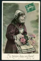 Carte Postale - Fantaisie - Jeune Fille Avec Des Fleurs (CP24735OK) - Portraits