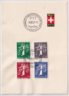 Zum. 228z-231 /Mi. 344z-347 Satzfrankatur Auf PTT Faltblatt Mit Sonderstempel LANDESAUSSTELLUNG 1939 ZÜRICH EINGANG ENGE - Covers & Documents