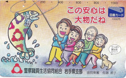 Japan Prepaid Libary Card 1000 - Drawing Fish Family Dog - Japon