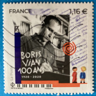 France 2020 : Centenaire De La Naissance De Boris Vian, Poète, Romancier, Chanteur Et Musicien N° 5406 Oblitéré - Usados