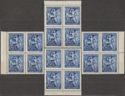 15/ Pof. 110, Dark Blue, Complete Border 4-blocks - Nuevos