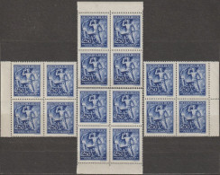 16/ Pof. 110, Violet Blue, Complete Border 4-blocks - Unused Stamps